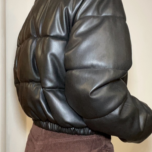 Zara Faux Leather Puffer Coat - Picture 2 of 8